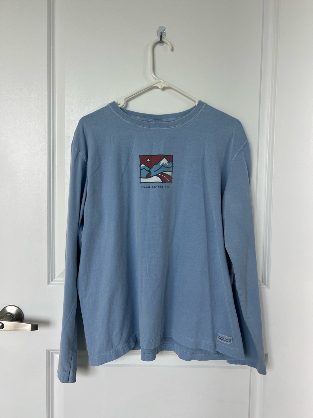 Life Is Good Women's Light Blue Graphic Tee with Red Accent